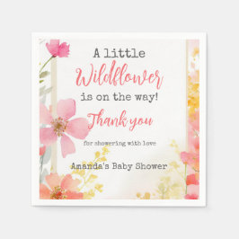 Baby Shower Little Wildblomma Flower Blommigt Peac Pappersservett