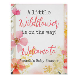 Baby Shower Little Wildblomma Flower Blommigt Peac Perfect Poster
