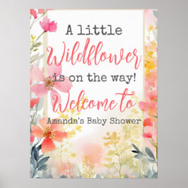 Baby Shower Little Wildblomma Flower Blommigt Peac Poster