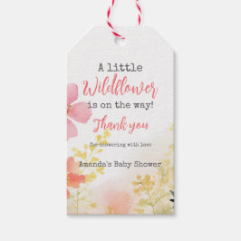 Baby Shower Little Wildblomma Flower Blommigt Peac Presentetikett