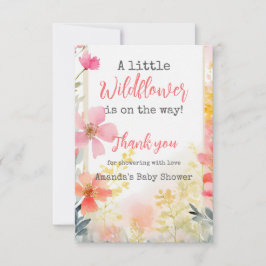 Baby Shower Little Wildblomma Flower Blommigt Peac Tack Kort