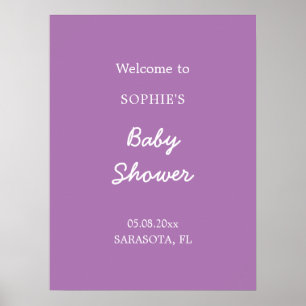 Baby Shower Ljuslila Välkomstaffisch Poster