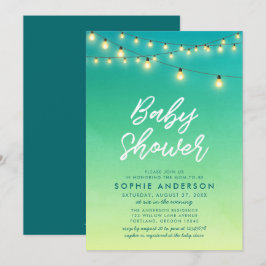 Baby Shower Ljusstake Vattenfärg Sjöglas Inbjudningar
