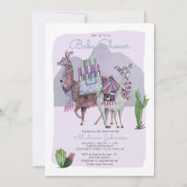Baby Shower | Llamas & Cactus | Lilac-inbjudningar Inbjudningar