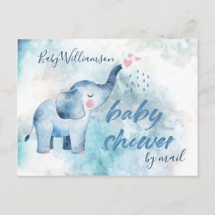 Baby Shower Long Avstånd by Mail Blue Elephant Vykort