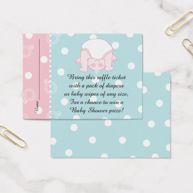 Baby Shower Lotteriled/Blå Rosa Baby Visitkort (Kontor)
