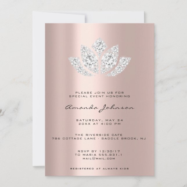 Baby Shower LotusGlitter Ro Guld Drips Boy Girl Inbjudningar (Framsida)