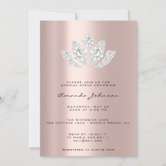 Baby Shower LotusGlitter Ro Guld Drips Boy Girl Inbjudningar