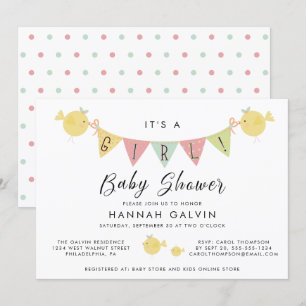 Baby Shower   Mamma Bird med Chick Inbjudningar