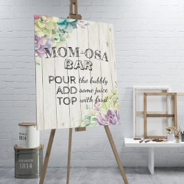 Baby Shower MAMMA-OSA PUB Sign Succulent Rustic Wo Poster