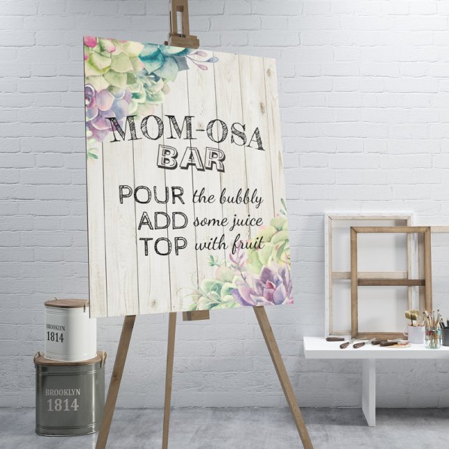 Baby Shower MAMMA-OSA PUB Sign Succulent Rustic Wo Poster (Skapare uppladdad)