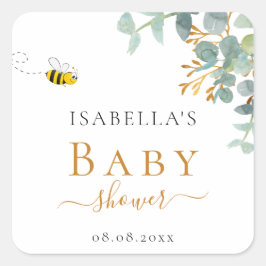 Baby Shower mamma till bi eucaluptus-skript Fyrkantigt Klistermärke