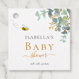 Baby Shower mamma till bi eucaluptus-skript Gåvor Etiketter