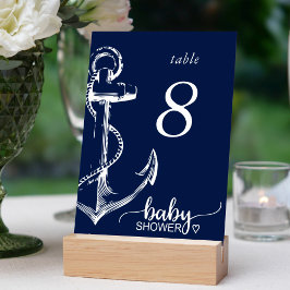 Baby Shower Marin Ankar Navyblå Bordsnummer