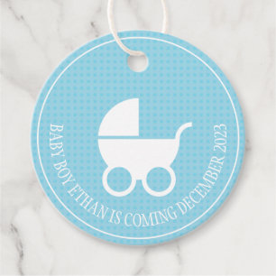 Baby Shower Märkre med Barnvagn för Boy Gåvor Etiketter