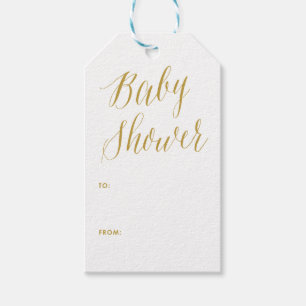 Baby Shower Märkrn Guld Modern Calligraphy Gift Presentetikett