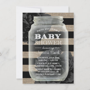 Baby Shower Mason Burk Rustic Burlap Rand Inbjudningar