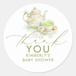 Baby Shower Matcha Tekopparty Tack För Er Favors Runt Klistermärke
