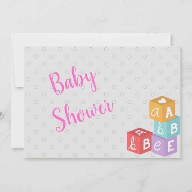 Baby Shower med ABC-block Inbjudningar (Framsida)