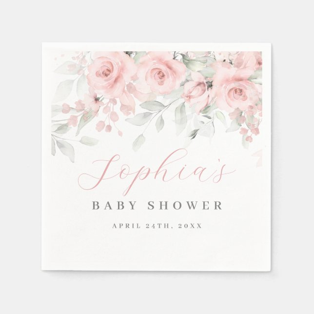Baby Shower med Röda Rosor Pappersservett (Framsidan)
