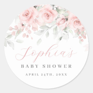 Baby Shower med Röda Rosor Runt Klistermärke