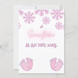 Baby Shower med Rosa Snöflingor och Feet Inbjudningar