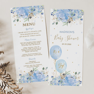 Baby Shower Menu (babyknare för modern Chic, blå B Program