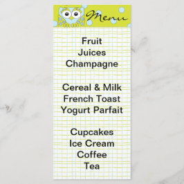 Baby Shower Menu "Blue Uggla" Meny