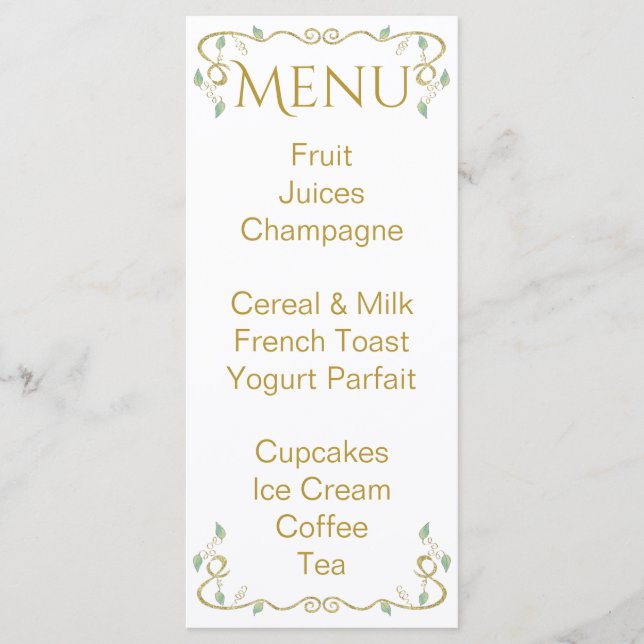 Baby Shower Menu "Castle in the Himlar" Meny (Framsida)