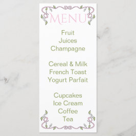 Baby Shower Menu "Castle in the Himmel/Rosa" Meny