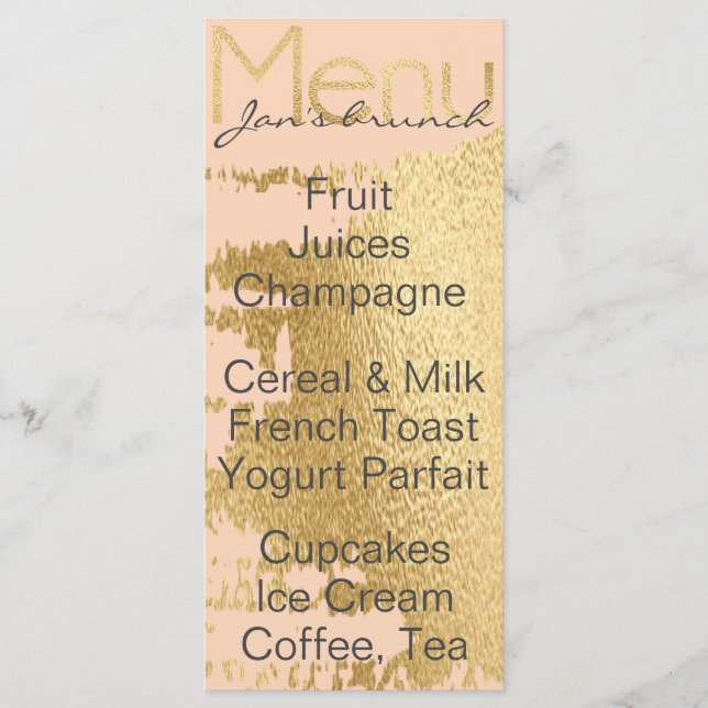 Baby Shower Menu "Classic Guld/Rosa" Meny (Framsida)