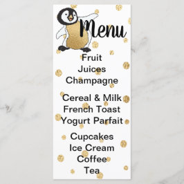 Baby Shower Menu "Guld Baby Penguin" Meny