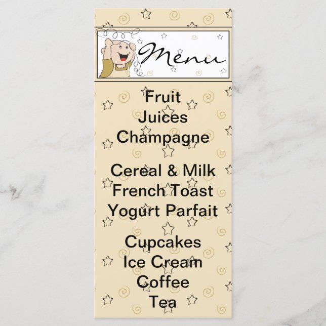 Baby Shower Menu "Guld Black Stars Baby" Meny (Framsida)