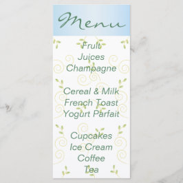 Baby Shower Menu "Guld Blue Birds" Meny