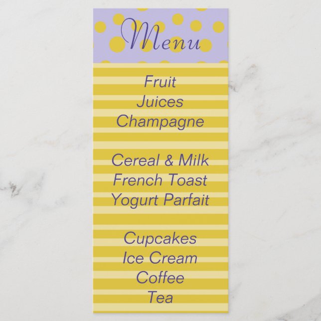 Baby Shower Menu "Guld Feet" Meny (Framsida)