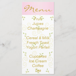 Baby Shower Menu "Guld Rosa Birds" Meny