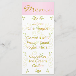 Baby Shower Menu "Guld Rosa Birds" Meny