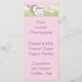 Baby Shower Menu "Rosa Cat Bibliotek" Meny