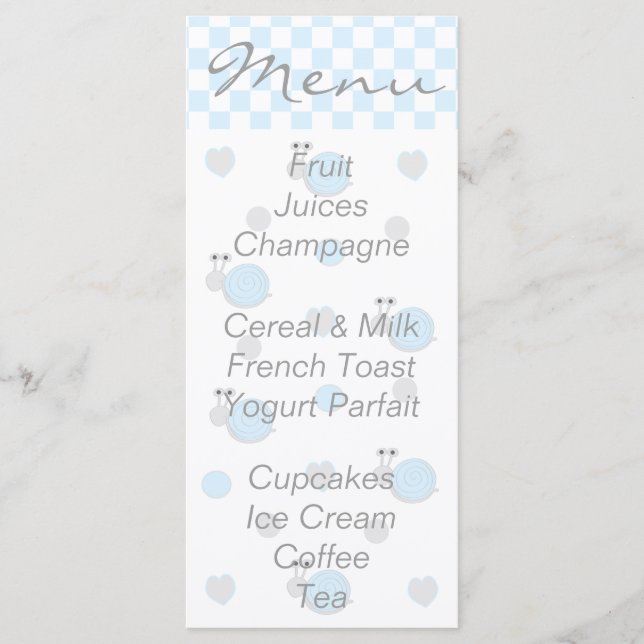 Baby Shower Menu "Snips & Snigel" Meny (Framsida)
