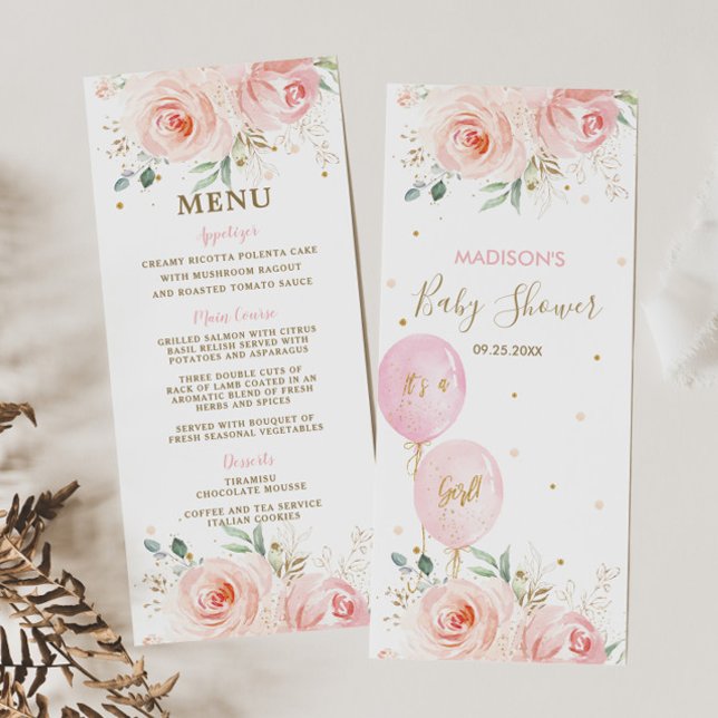 Baby Shower-meny för  Blommigt med modern Chic Program (Skapare uppladdad)