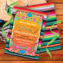 Baby Shower Mexican Fiesta Party Guld Glitter Inbjudningar