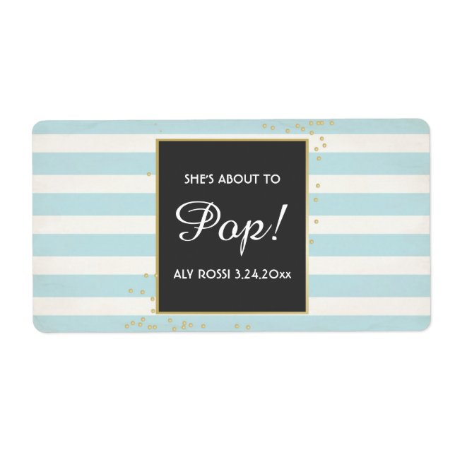 Baby Shower Mini Champagne Label Boy Fraktsedel (Framsidan)