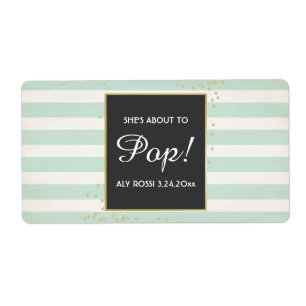 Baby Shower Mini Champagne Label Boy Girl Fraktsedel