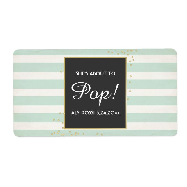 Baby Shower Mini Champagne Label Boy Girl Fraktsedel (Framsidan)