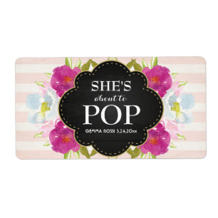 Baby Shower Mini Champagne Label Girl Fraktsedel