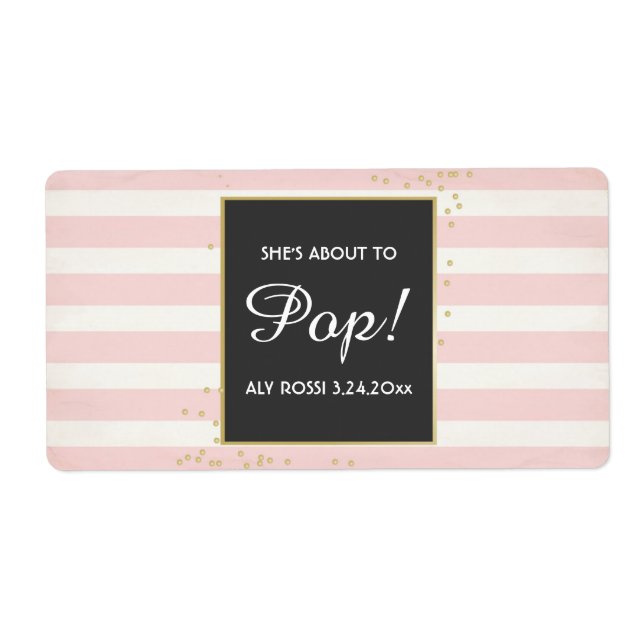 Baby Shower Mini Champagne Label Girl Fraktsedel (Framsidan)