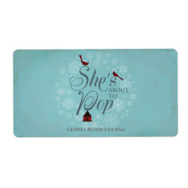 Baby Shower Mini Champagne Label Winter Blue Fraktsedel