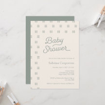 Baby Shower | Minimalistisk inbjudan till Sage Boh