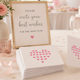Baby Shower Minneskort med Hjärtan Kort