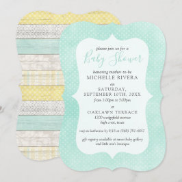 Baby Shower Mint Gult Rustic Wood Gender Neutral Inbjudningar